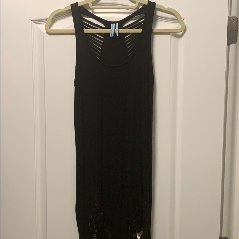 GUESS Black cutout long tank top (size S)